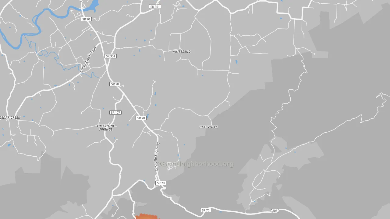 Bike Grade map of Whitesand, TN