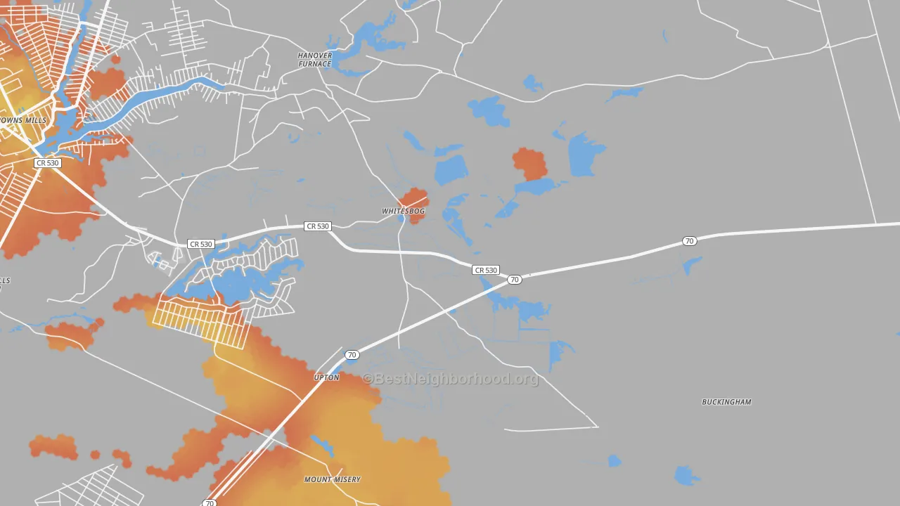 Bike Grade map of Whitesbog, NJ
