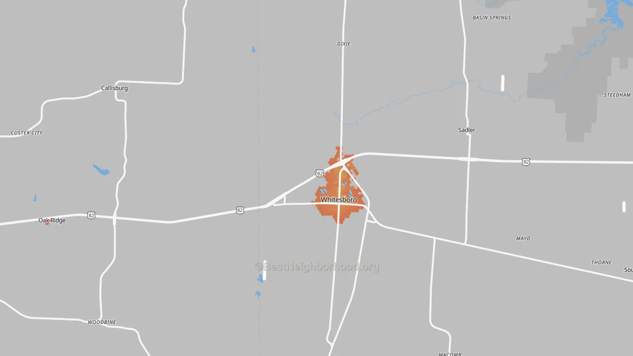Bike Grade map of Whitesboro, TX