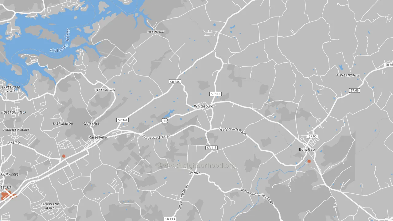 Bike Grade map of Whitesburg, TN