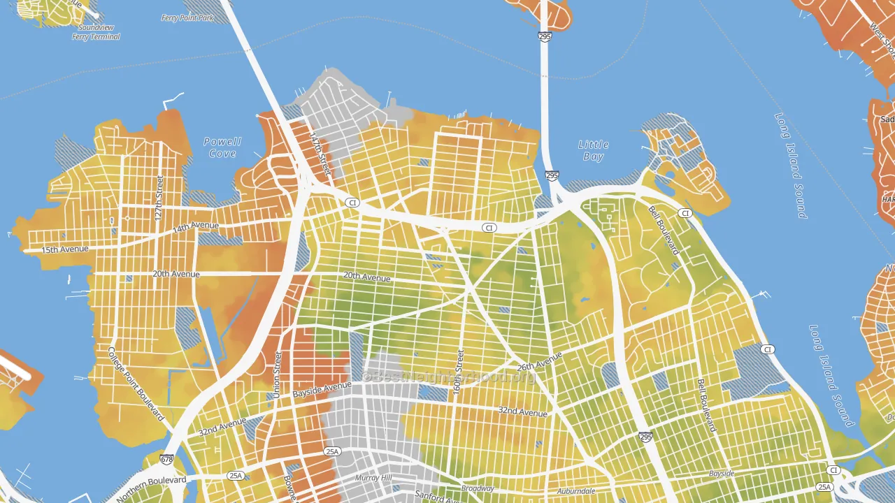 Bike Grade map of Whitestone, Queens, NY