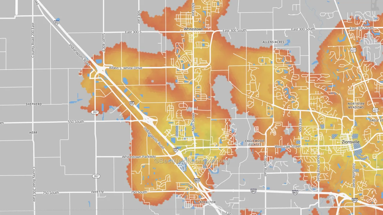 Bike Grade map of Whitestown, IN