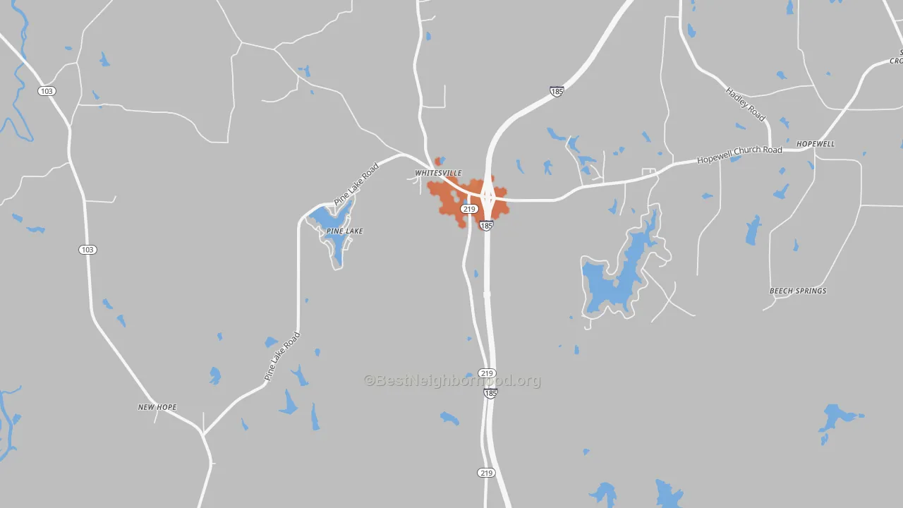 Bike Grade map of Whitesville, GA