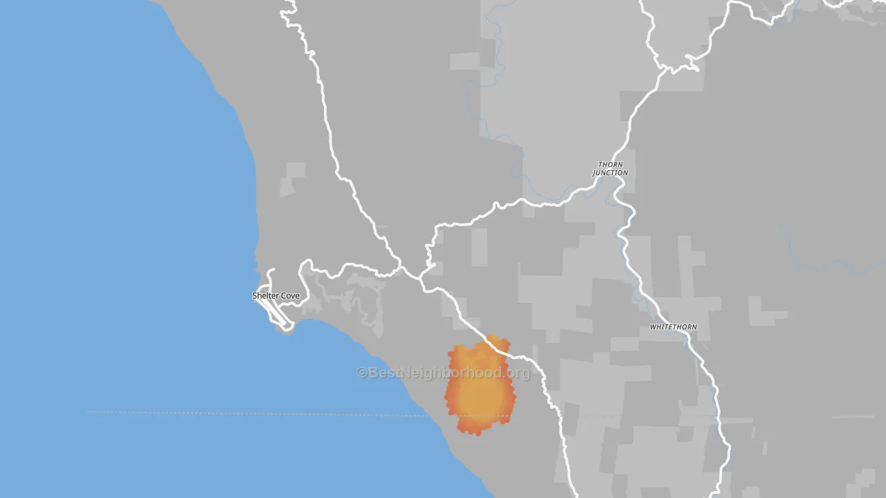 Bike Grade map of Whitethorn, CA