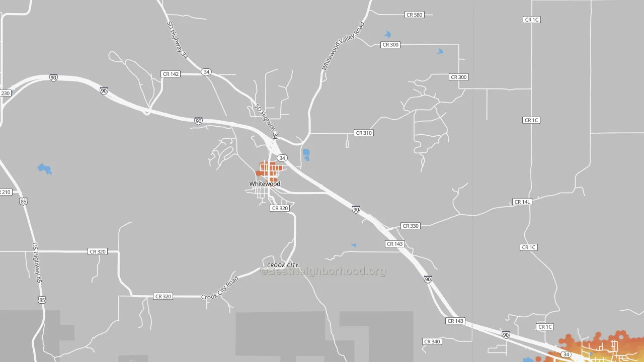 Bike Grade map of Whitewood, SD