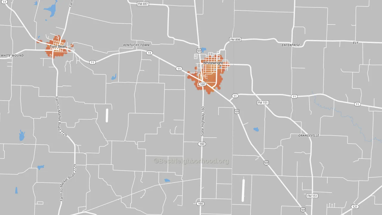 Bike Grade map of Whitewright, TX