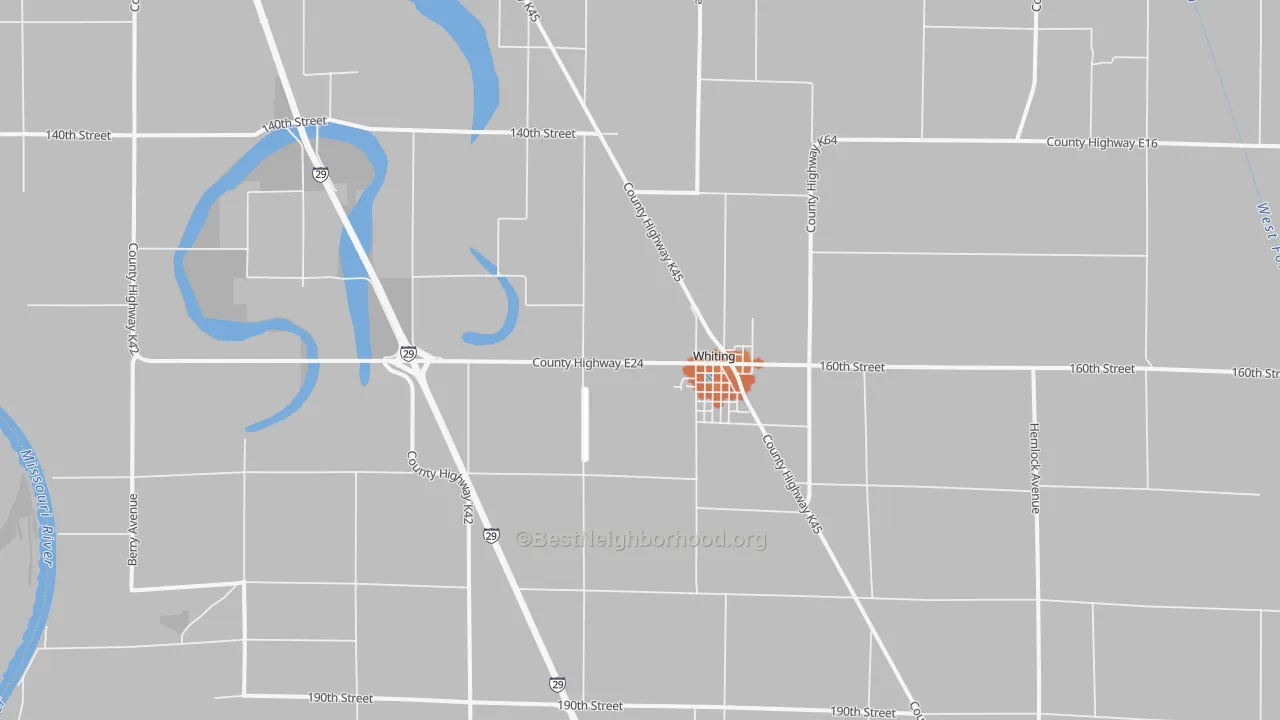Bike Grade map of Whiting, IA