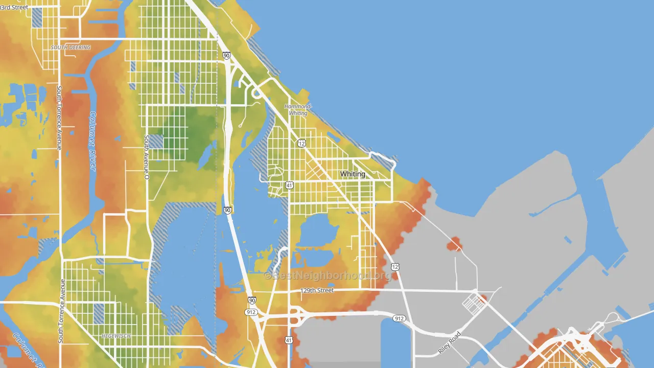 Bike Grade map of Whiting, IN