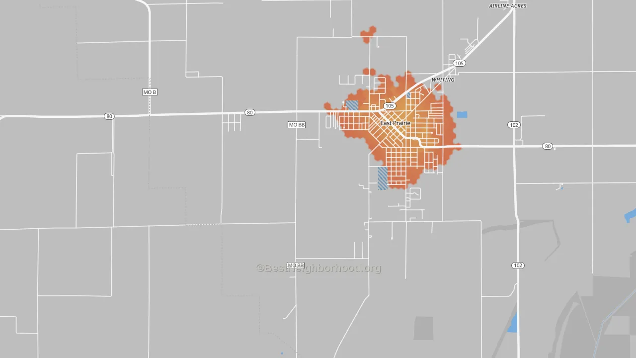 Bike Grade map of Whiting, MO