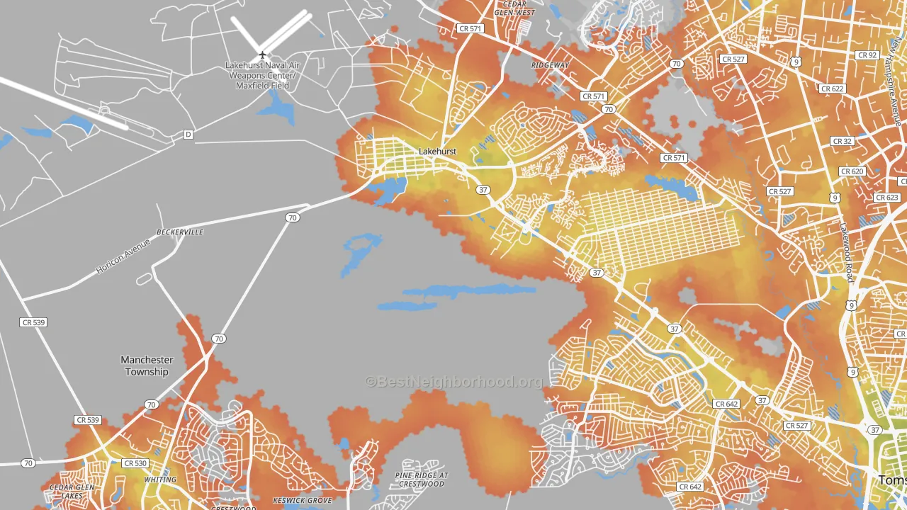 Bike Grade map of Whiting, NJ