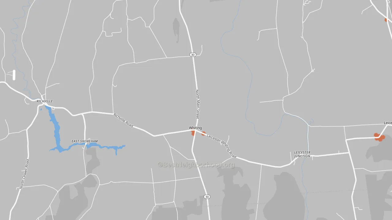 Bike Grade map of Whiting, VT