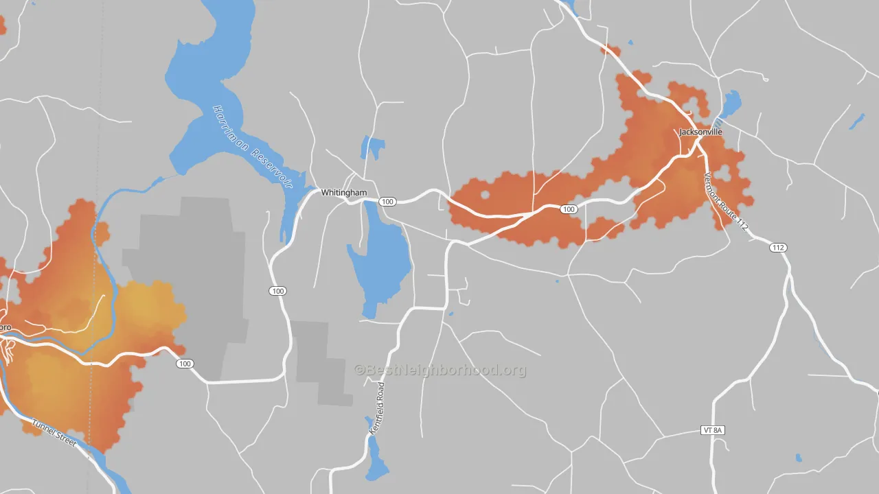 Bike Grade map of Whitingham, VT
