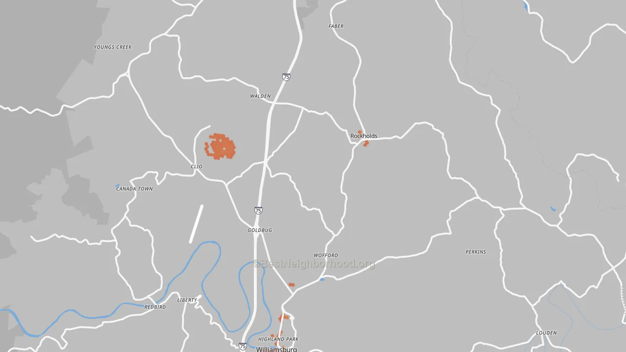 Bike Grade map of Whitley County, KY