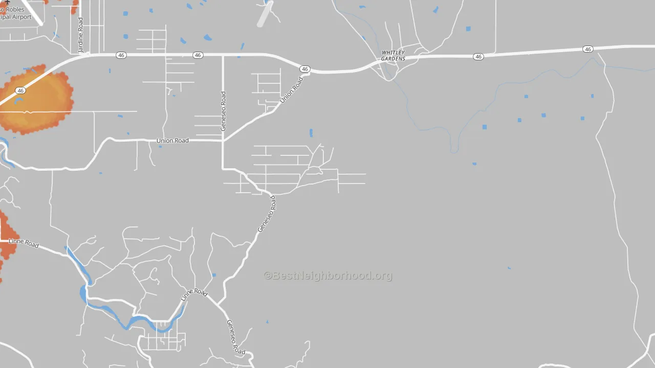 Bike Grade map of Whitley Gardens, CA
