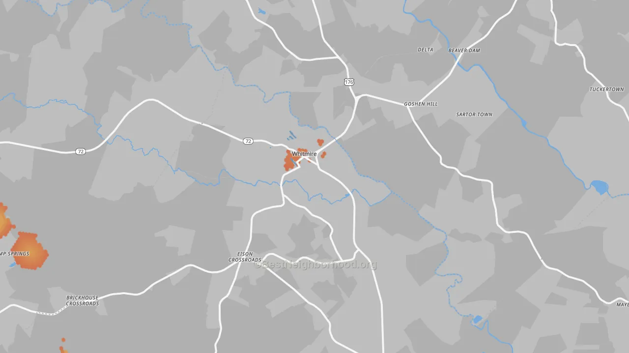 Bike Grade map of Whitmire, SC
