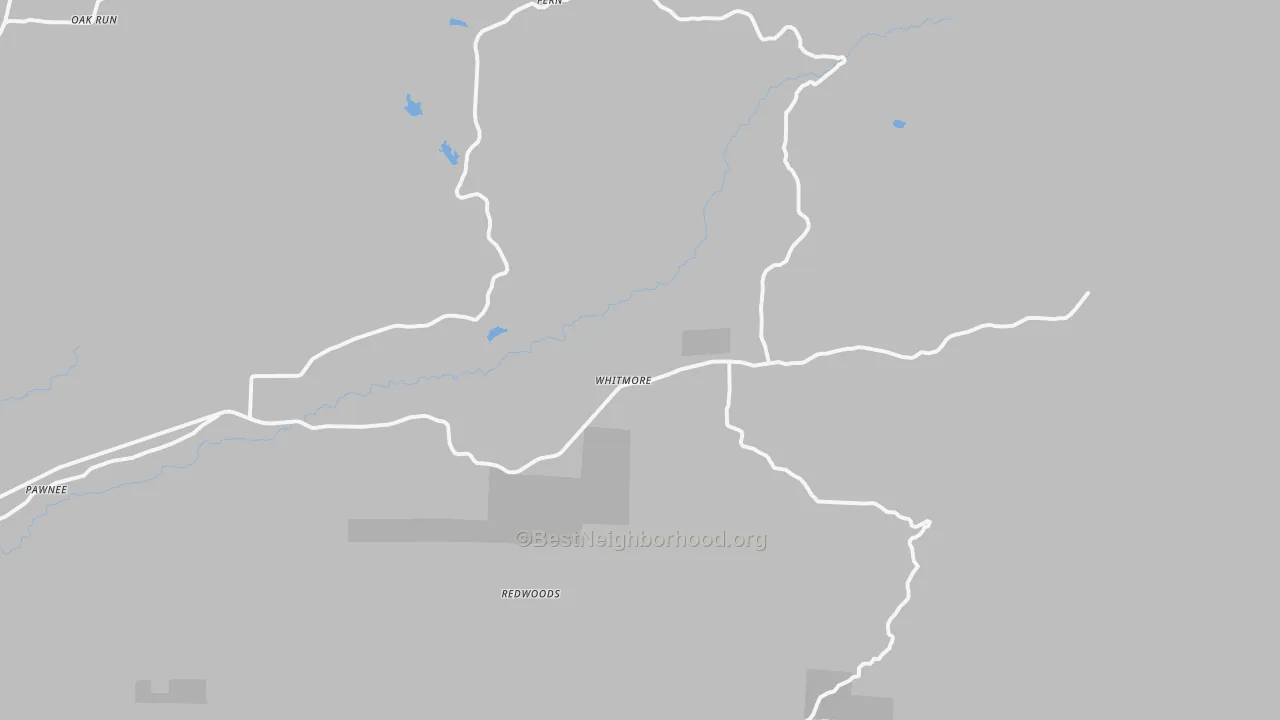 Bike Grade map of Whitmore, CA