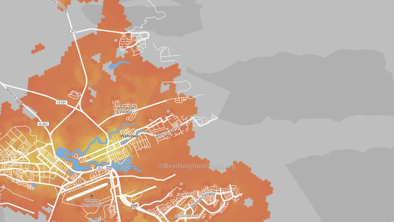Bike Grade map of Whitmore Village, HI