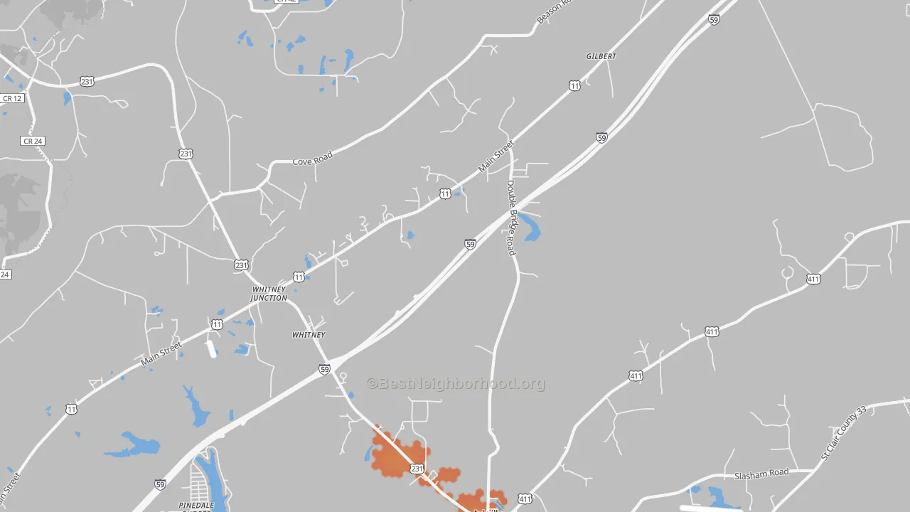 Bike Grade map of Whitney, AL