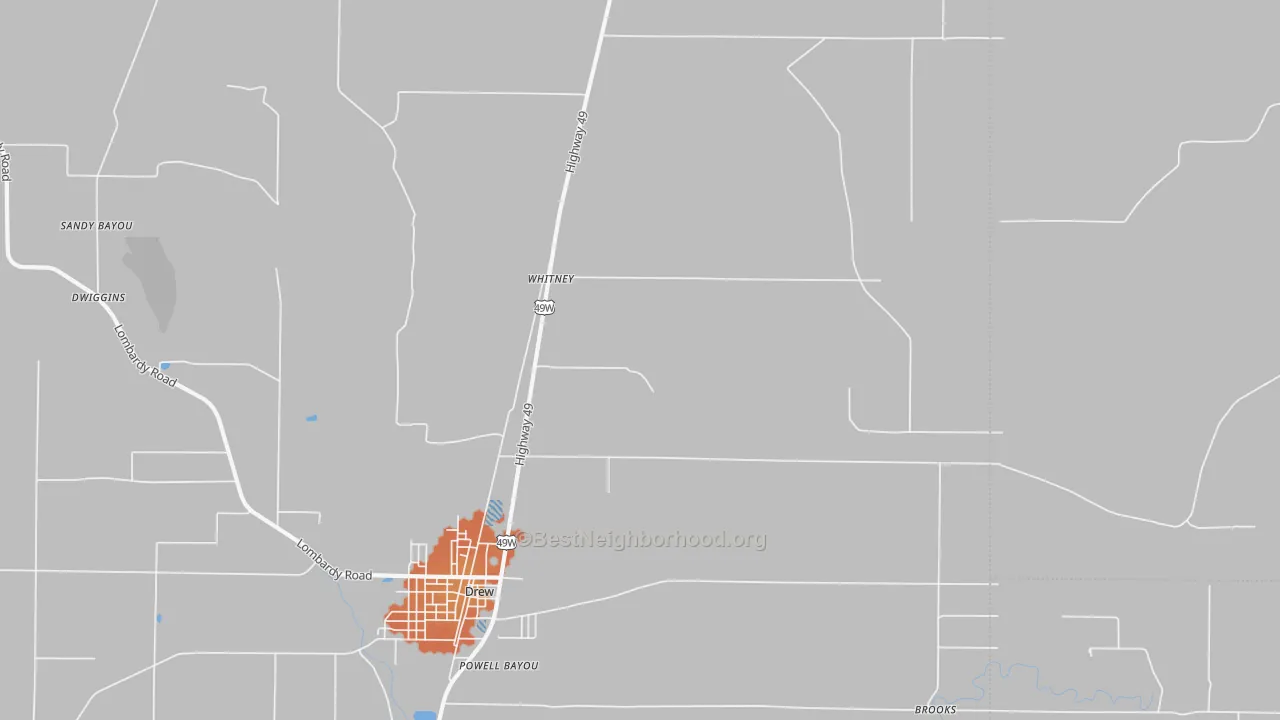 Bike Grade map of Whitney, MS