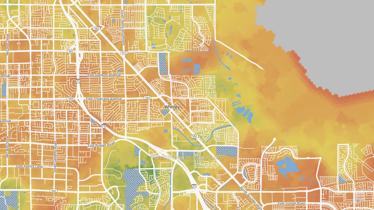 Bike Grade map of Whitney, NV