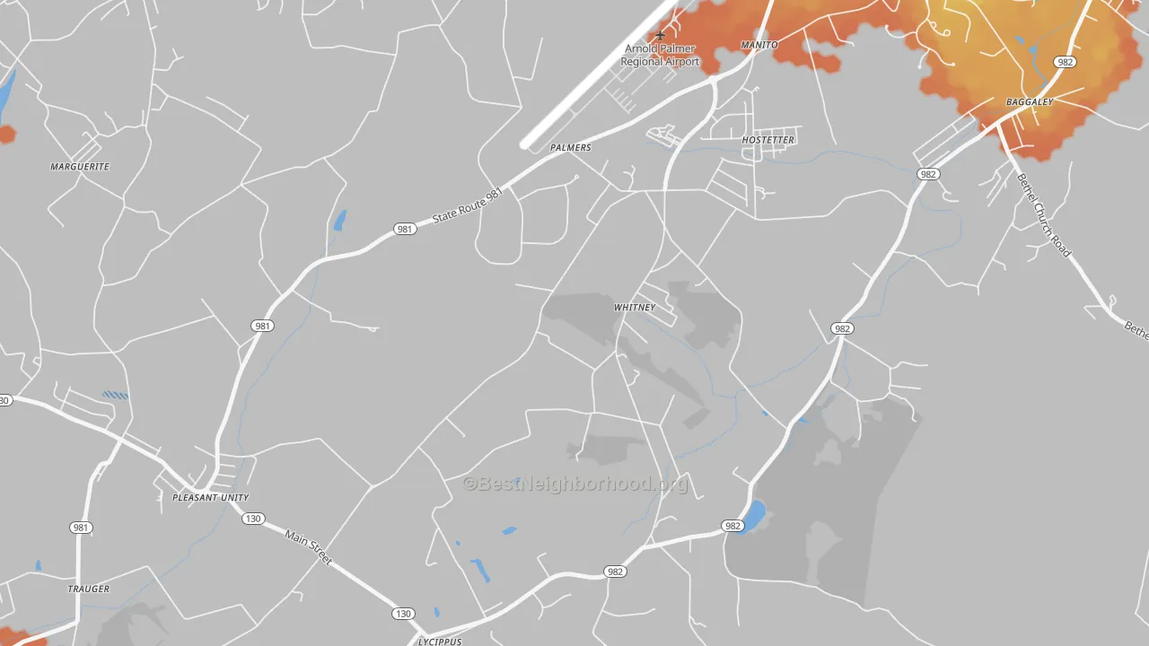 Bike Grade map of Whitney, PA