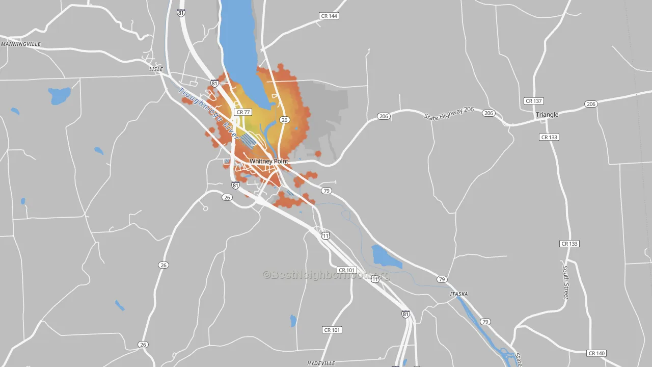 Bike Grade map of Whitney Point, NY