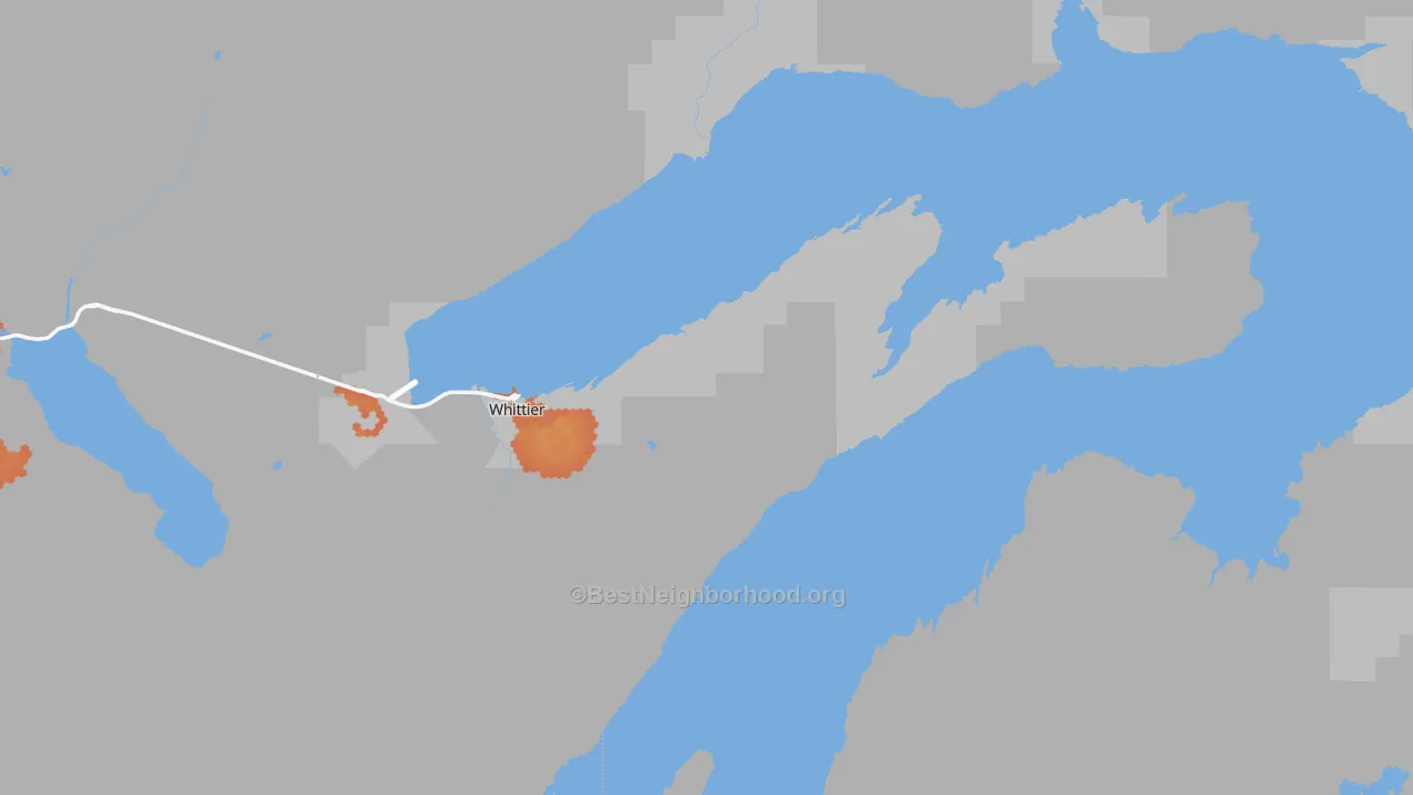 Bike Grade map of Whittier, AK