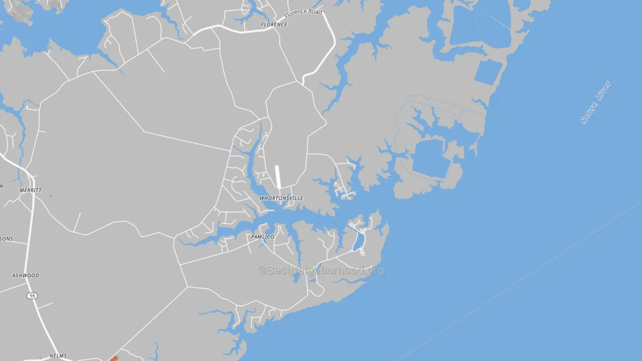Bike Grade map of Whortonsville, NC