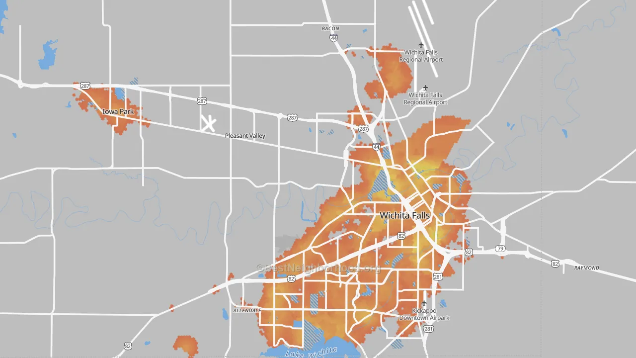 Bike Grade map of Wichita County, TX