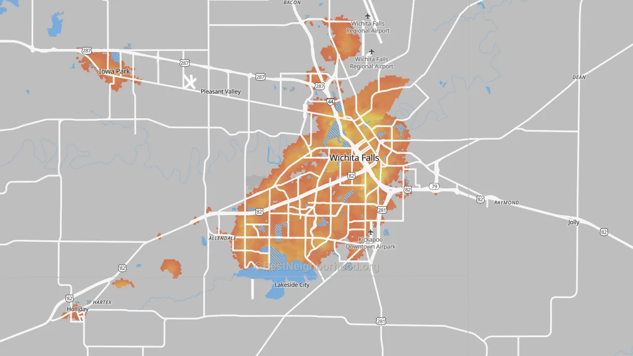 Bike Grade map of Wichita Falls, TX