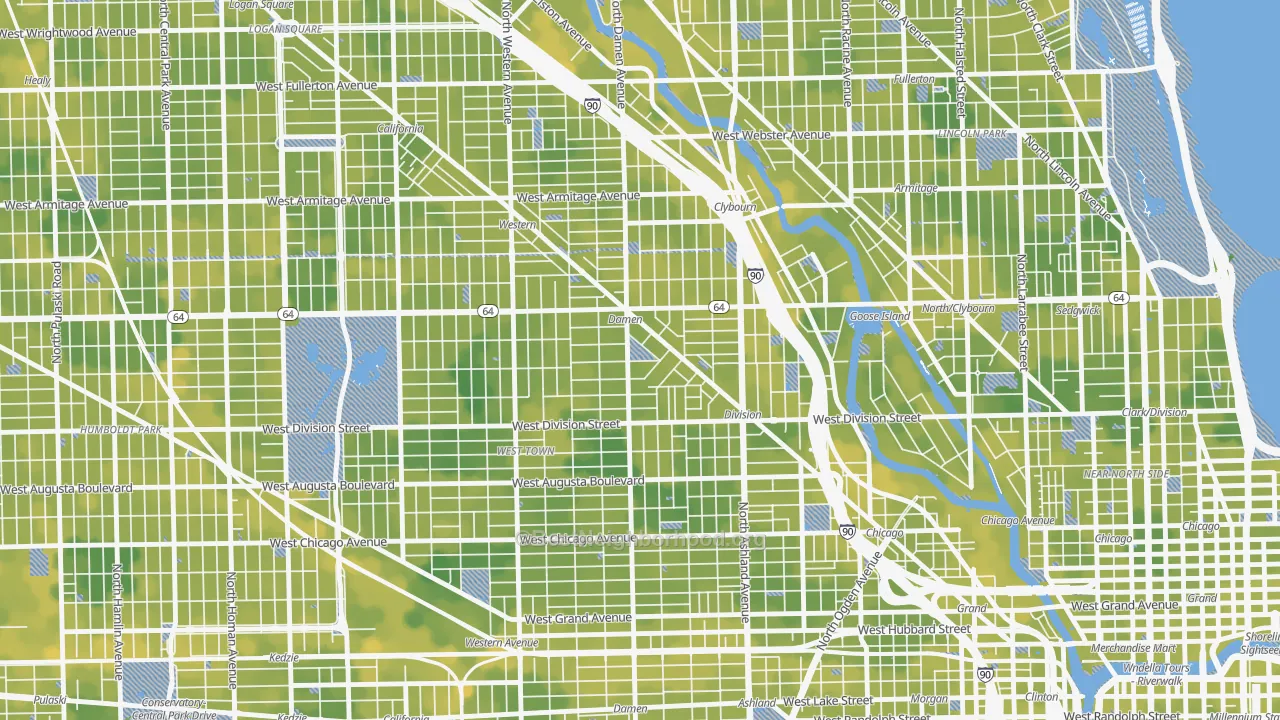 Bike Grade map of Wicker Park, Chicago, IL