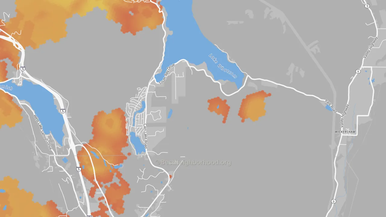 Bike Grade map of Wickersham, WA
