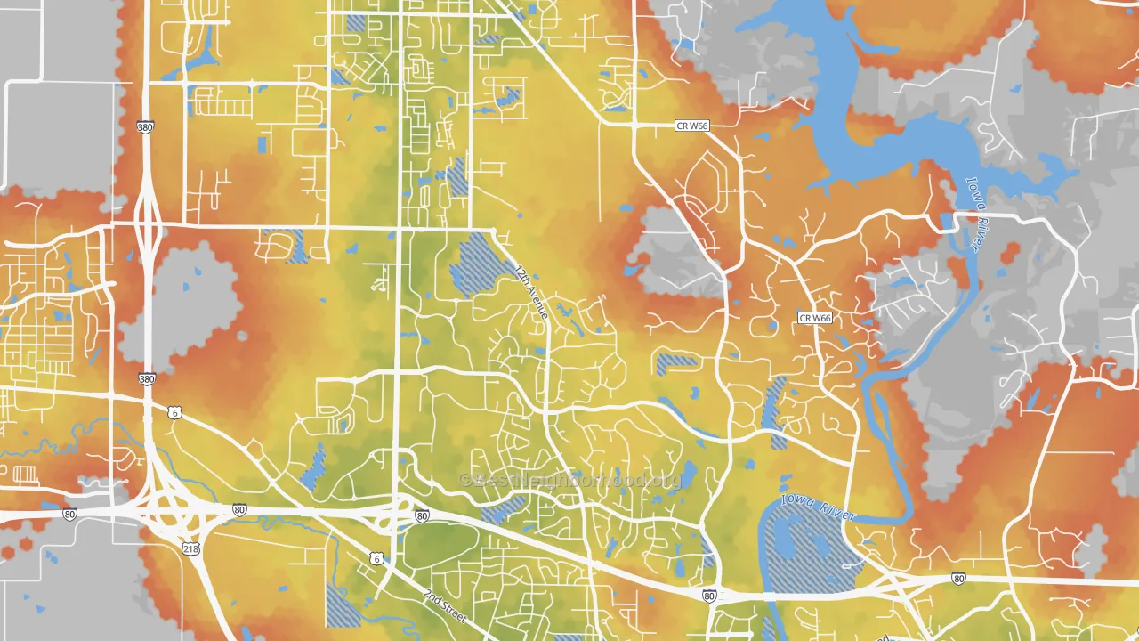 Bike Grade map of Wickham, Coralville, IA