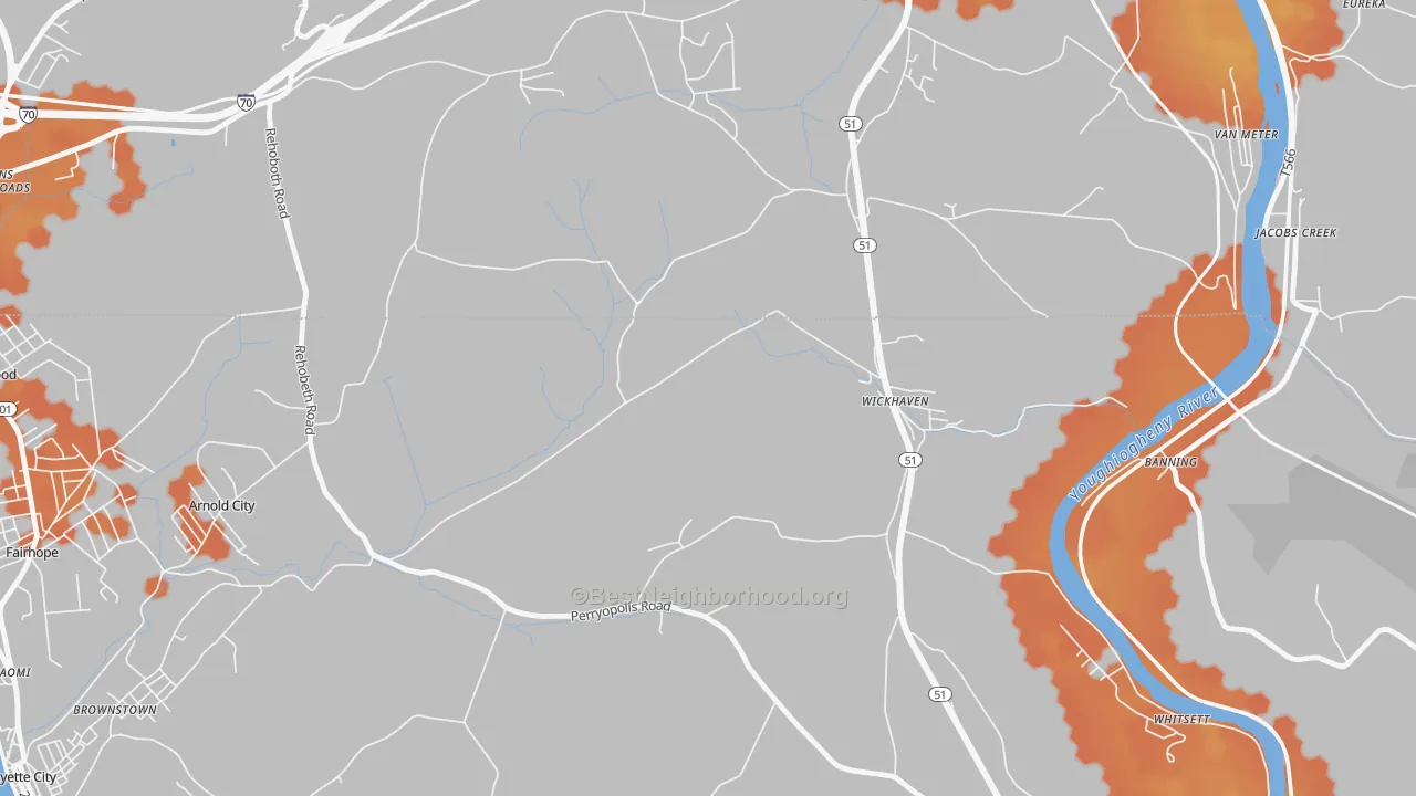 Bike Grade map of Wickhaven, PA