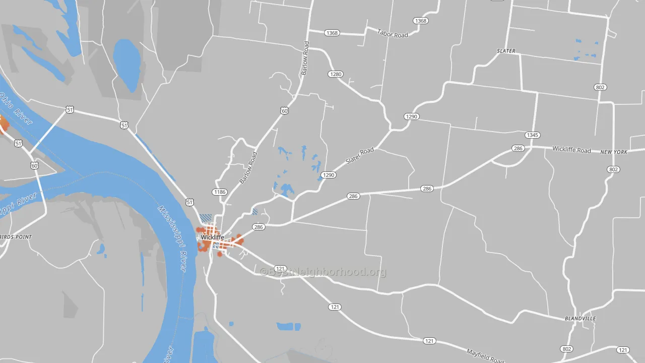 Bike Grade map of Wickliffe, KY
