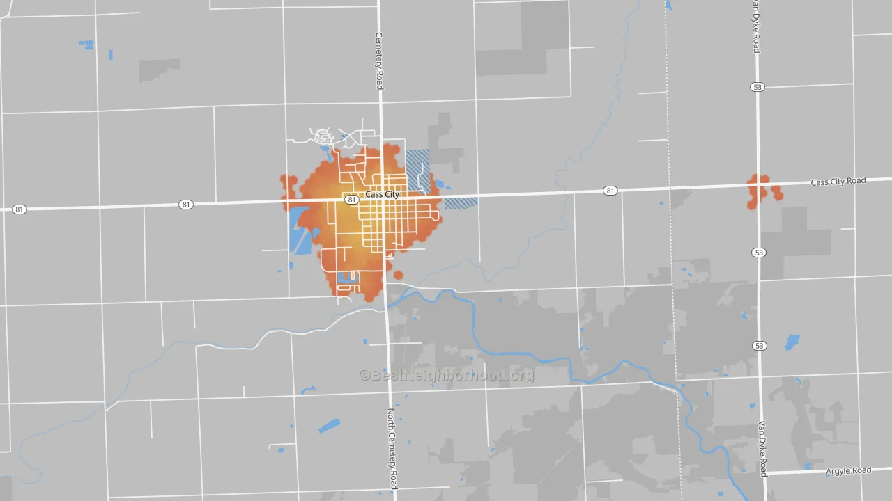 Bike Grade map of Wickware, MI