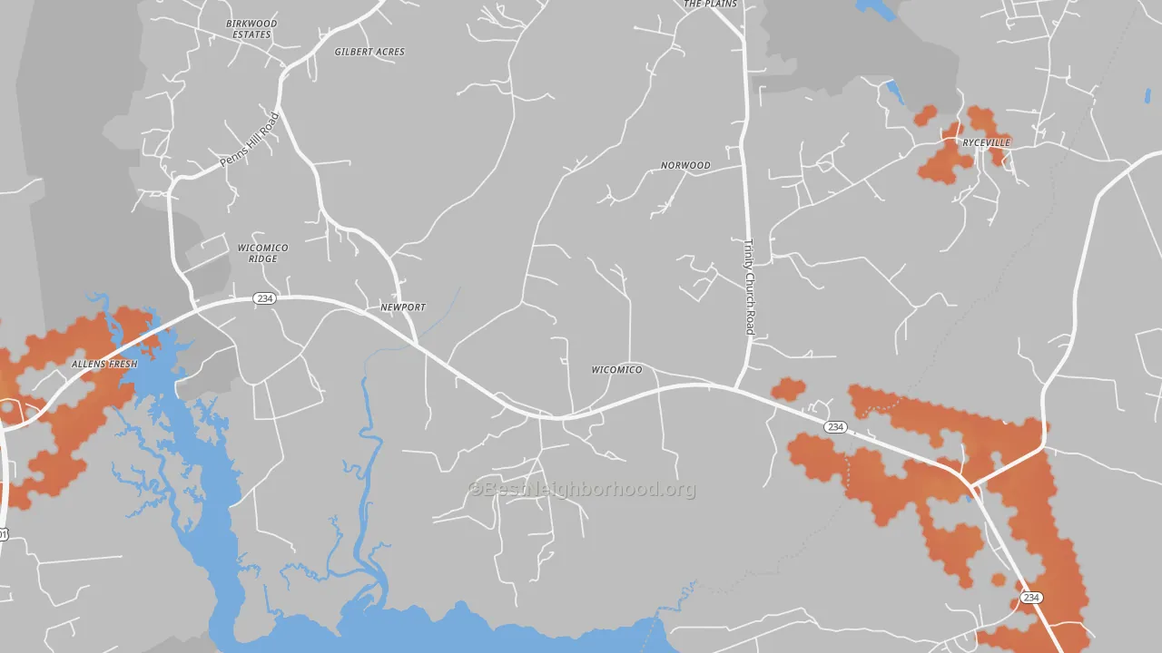 Bike Grade map of Wicomico, MD