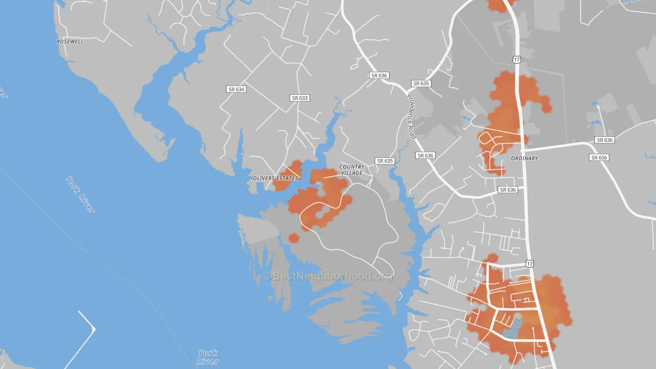 Bike Grade map of Wicomico, VA