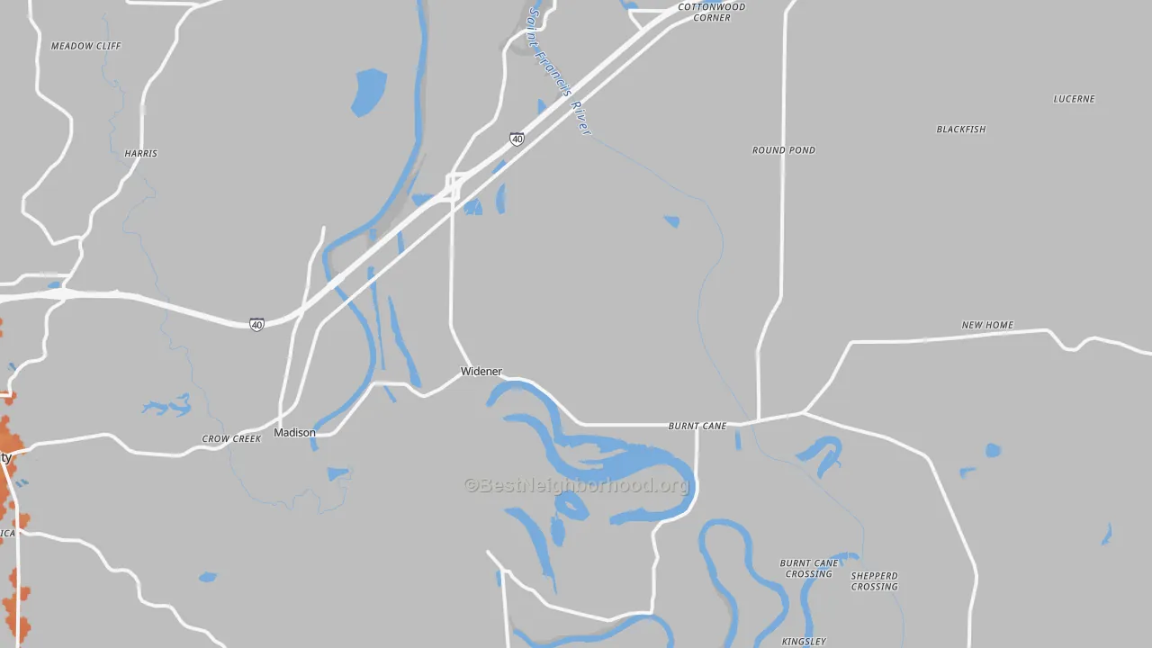 Bike Grade map of Widener, AR