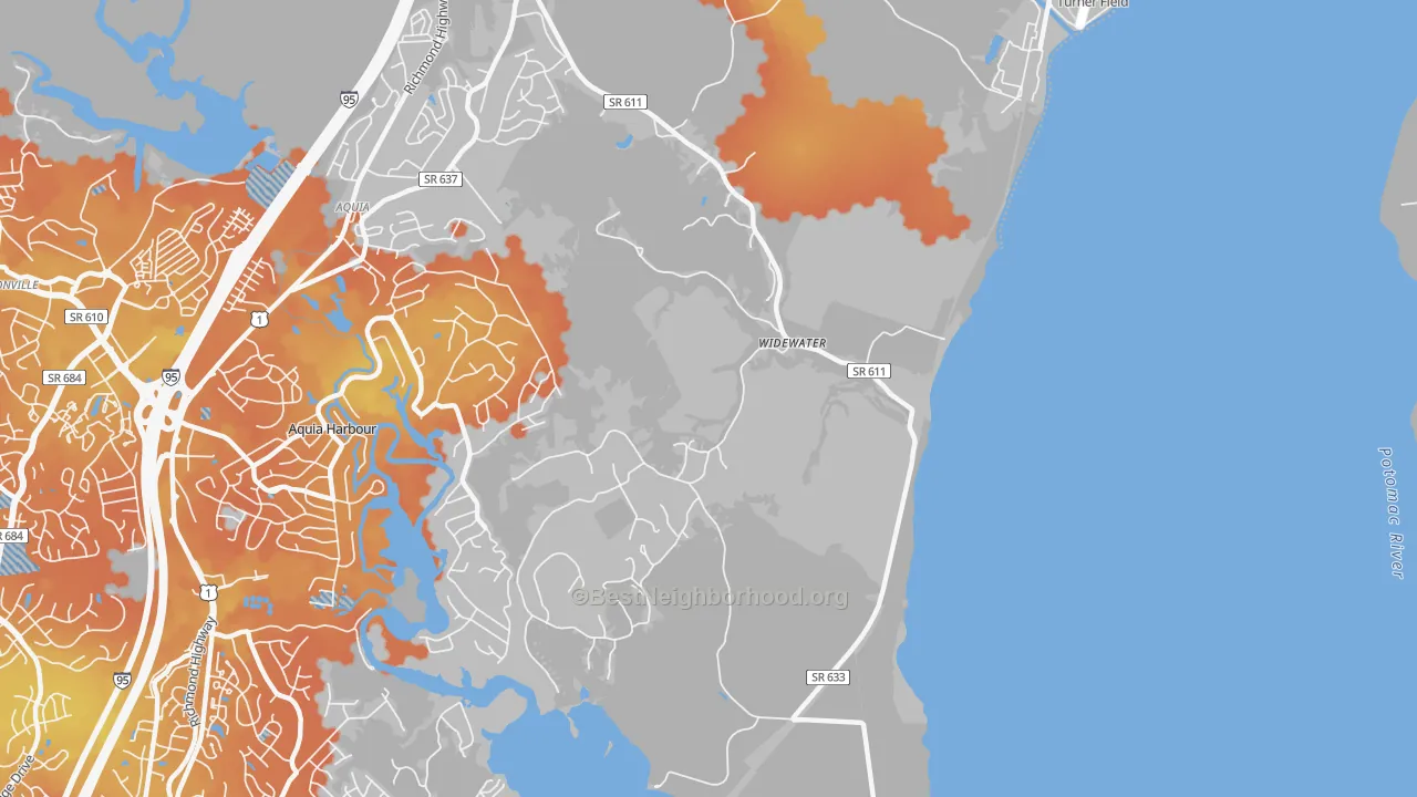Bike Grade map of Widewater, VA