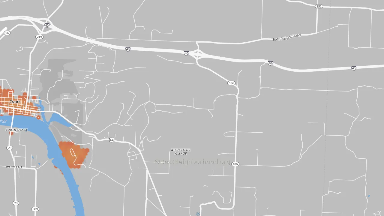 Bike Grade map of Wiederkehr Village, AR