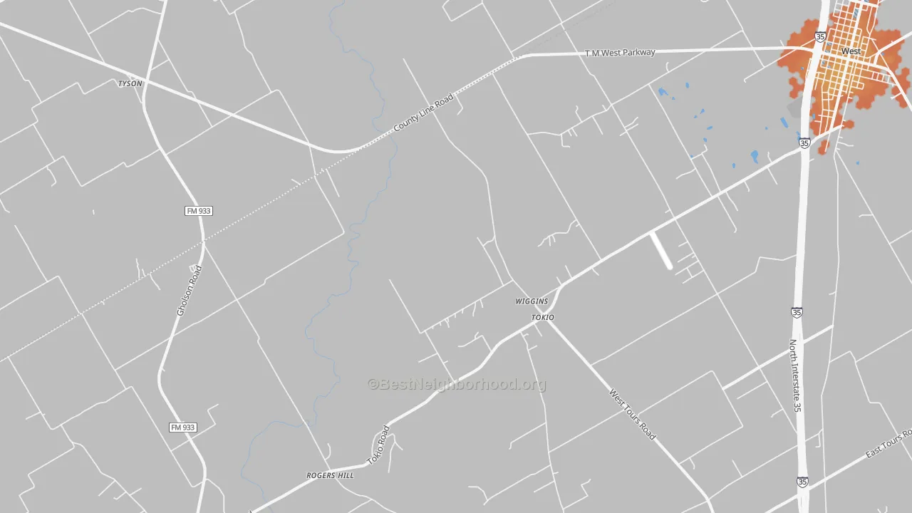 Bike Grade map of Wiggins, TX