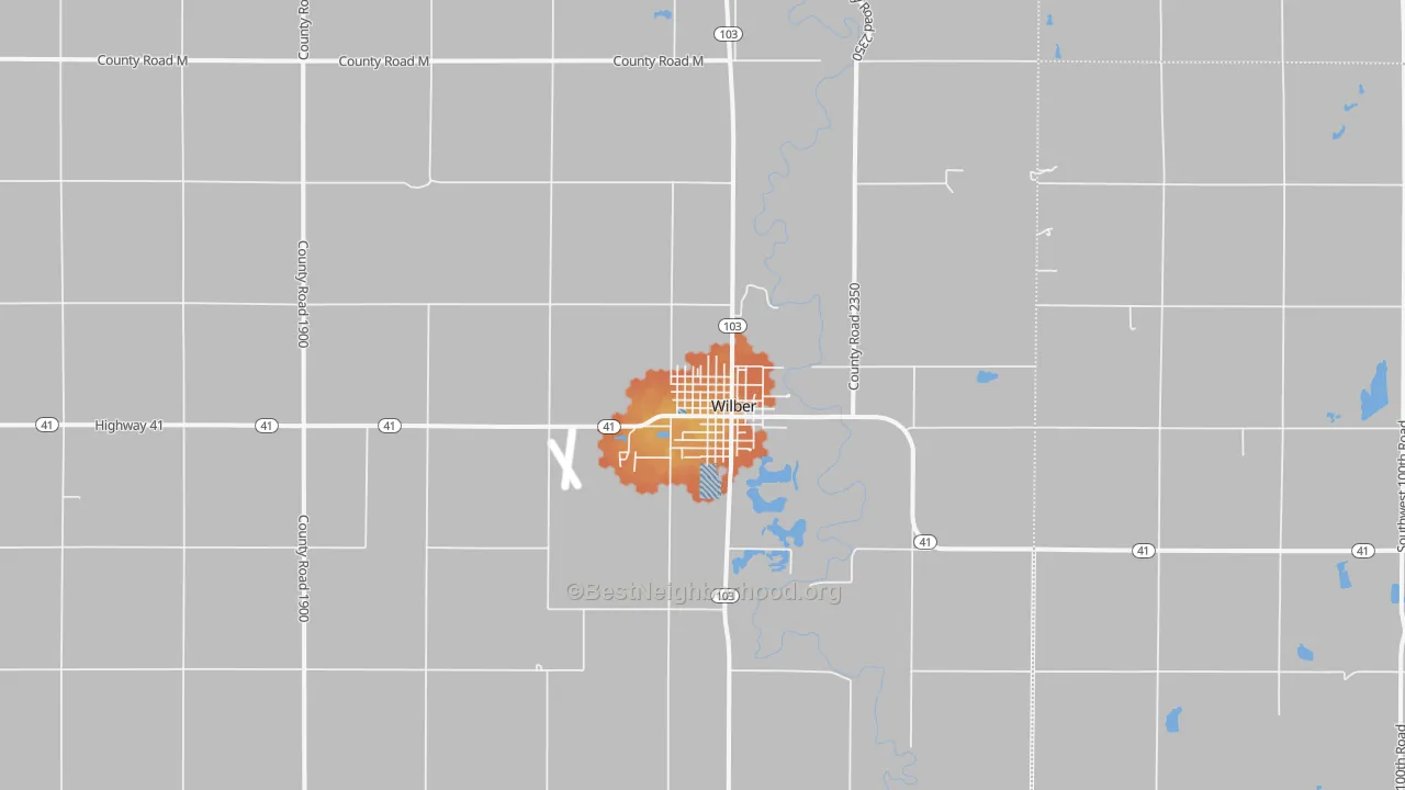 Bike Grade map of Wilber, NE