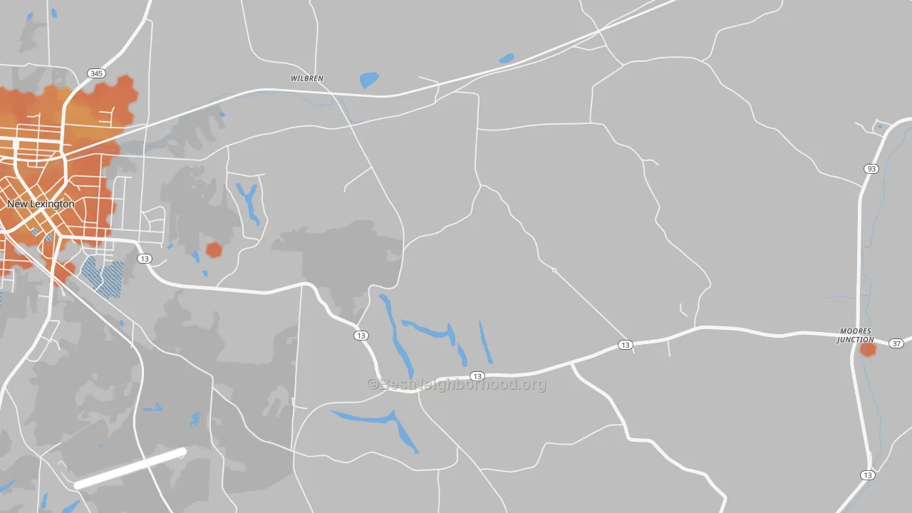 Bike Grade map of Wilbren, OH