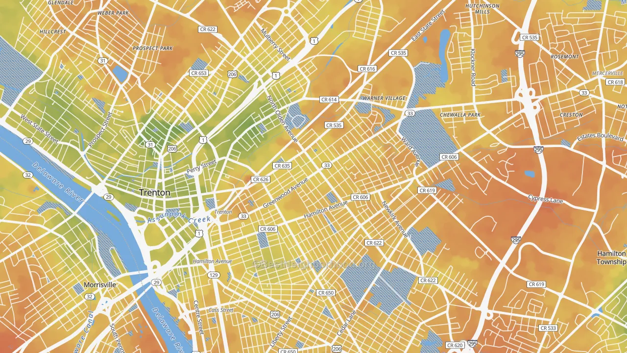 Bike Grade map of Wilbur, Trenton, NJ