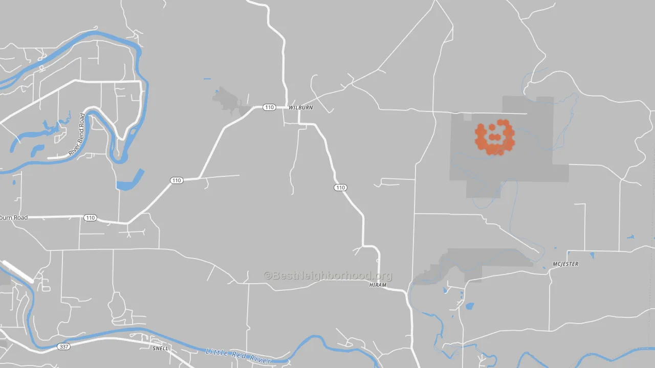 Bike Grade map of Wilburn, AR