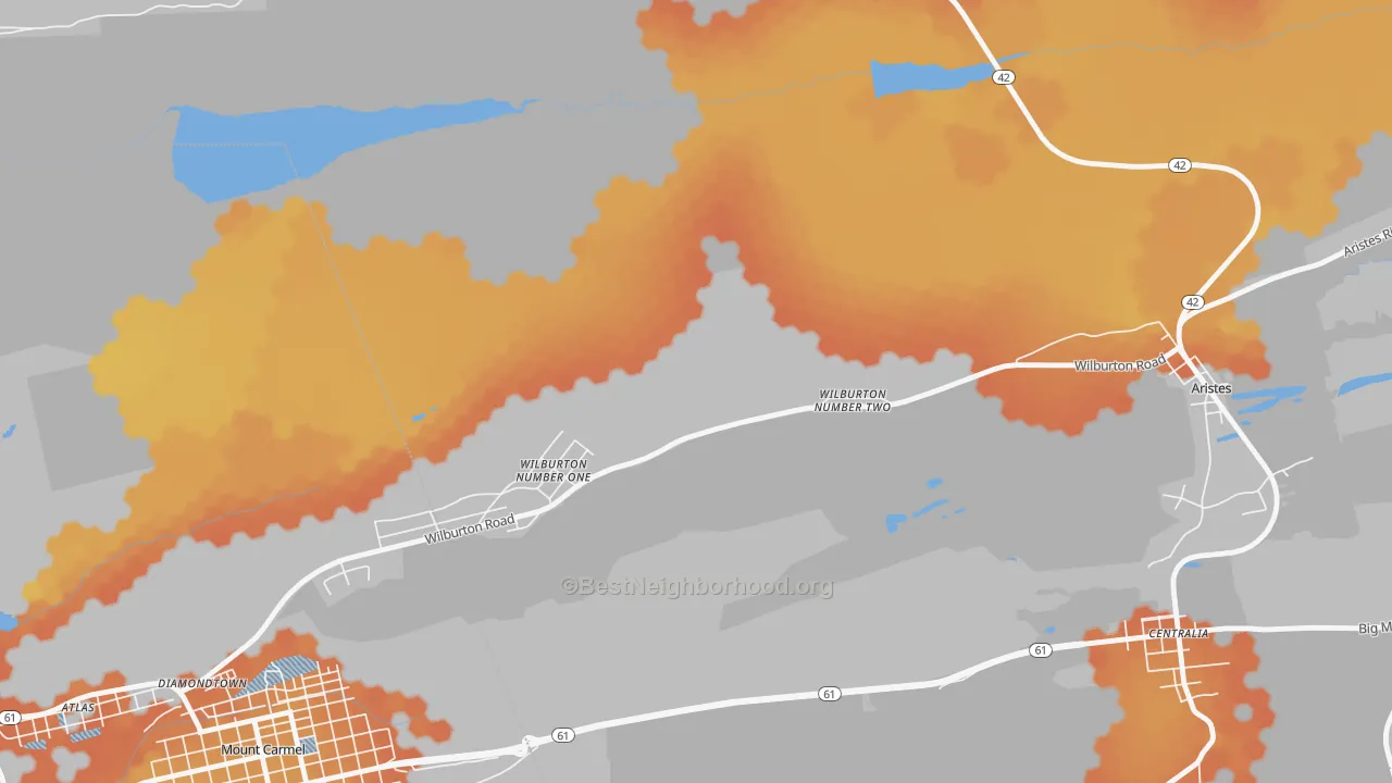 Bike Grade map of Wilburton Number Two, PA