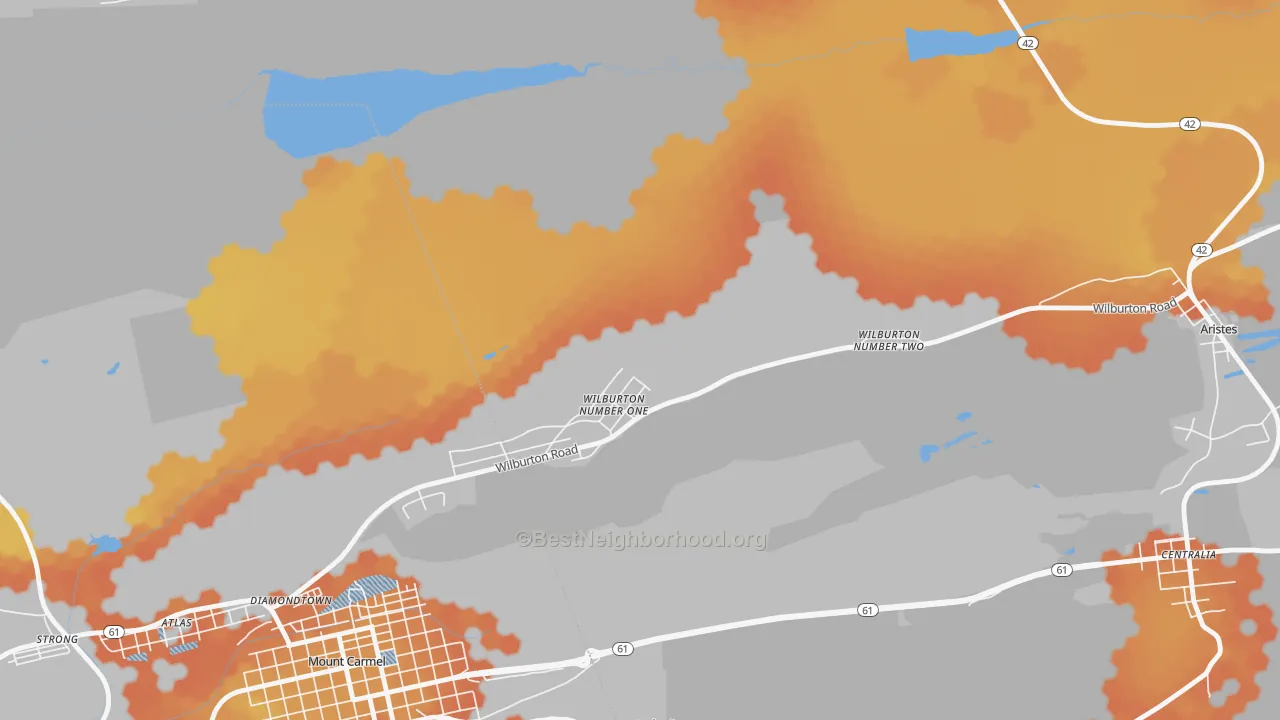 Bike Grade map of Wilburton, PA