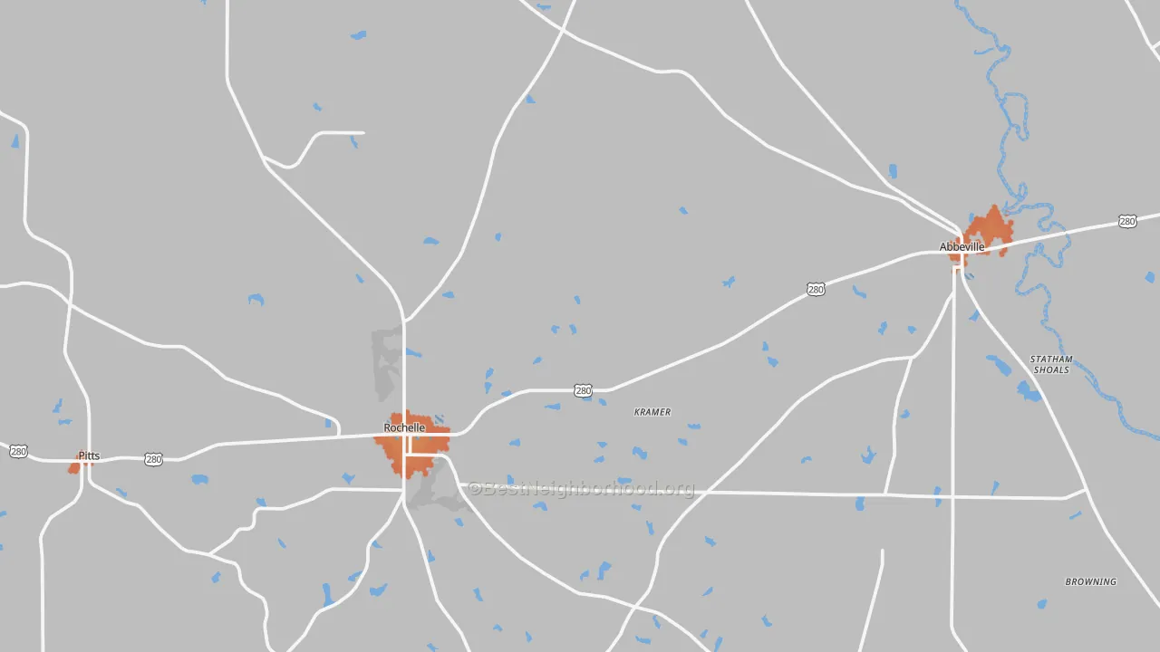 Bike Grade map of Wilcox County, GA