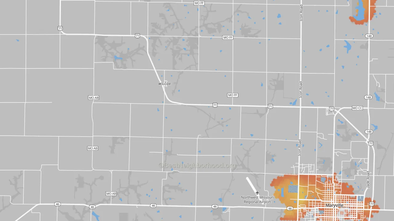 Bike Grade map of Wilcox, MO